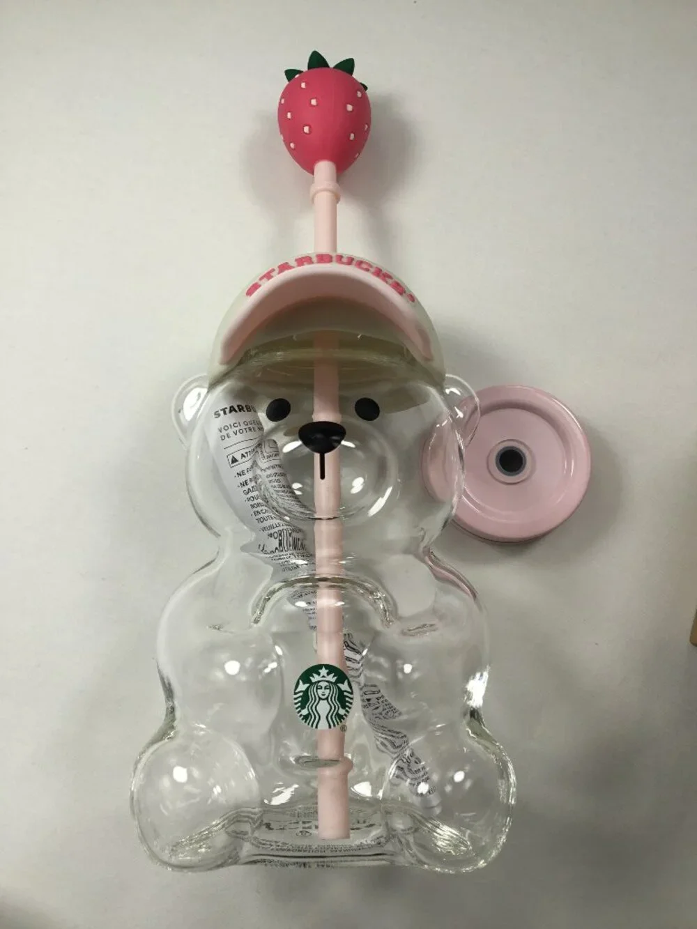 Starbucks Pink Bearista Glass Cold Cup 20 oz